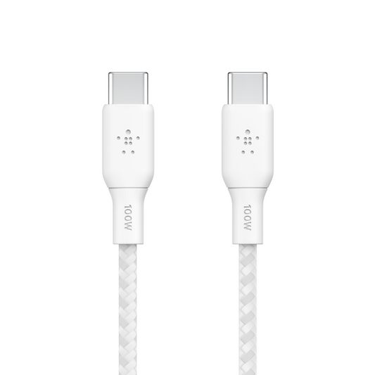 Belkin USB-C til USB-C 100W Vevd Ladekabel 3m - Hvit