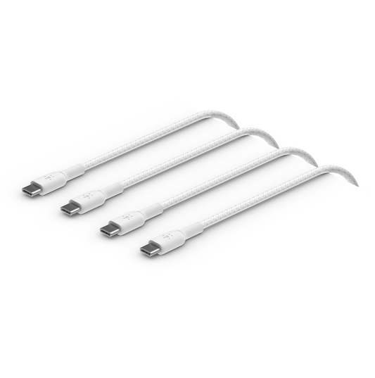 Belkin USB-C til USB-C 60W Vevd Ladekabel 1m Twin Pack - Hvit
