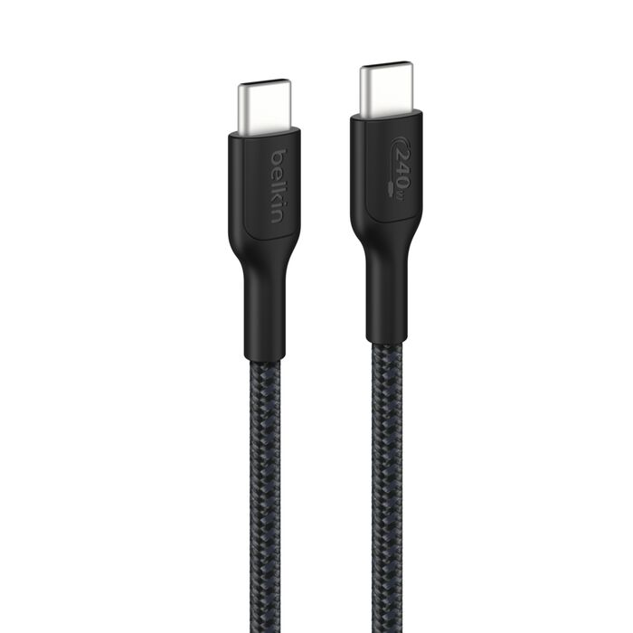 Belkin USB-C til USB-C 240W Flettet PCR Ladekabel 1m - Svart