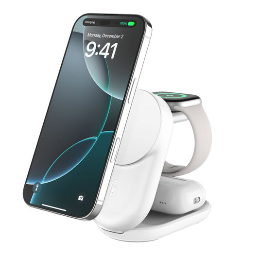 Belkin 25W UltraCharge Qi2 3-i-1 Trådløs lader - Hvit