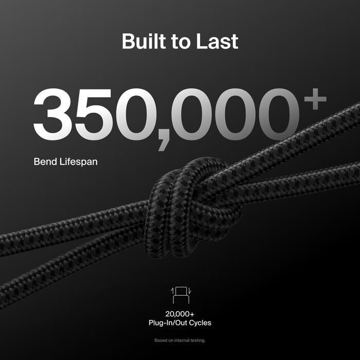 Belkin USB-C til USB-C 240W Flettet PCR Ladekabel 2m - Svart