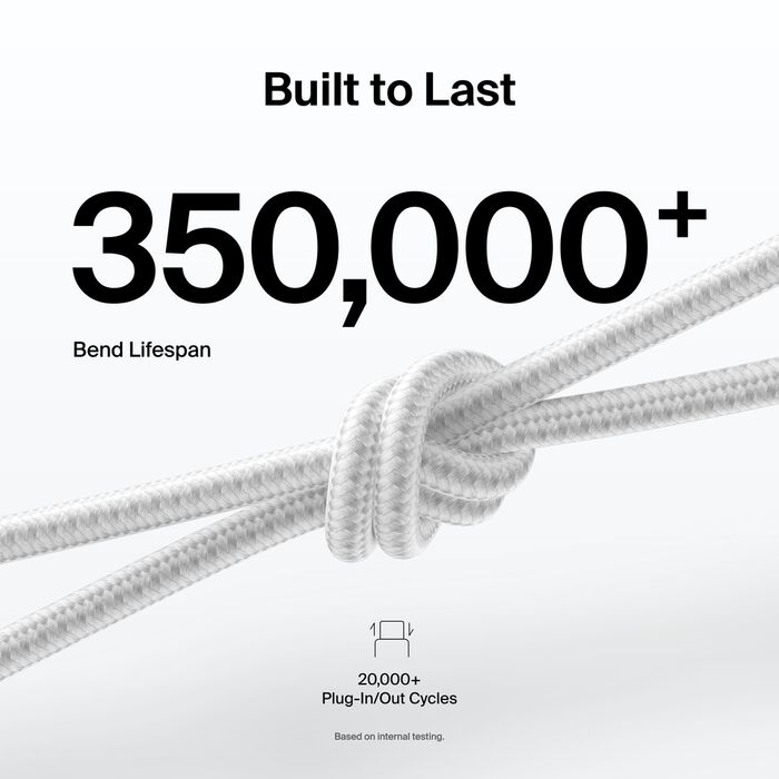 Belkin USB-C til USB-C 240W Flettet PCR Ladekabel 2m - Hvit