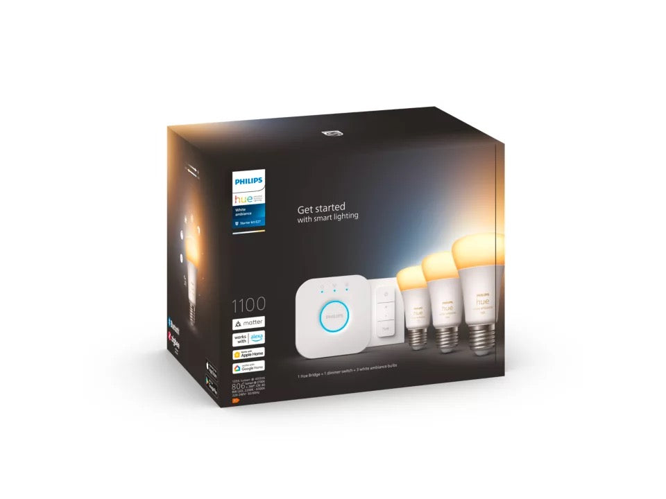 Philips Hue Starter Kit E27 8W 3 Set - Hvit