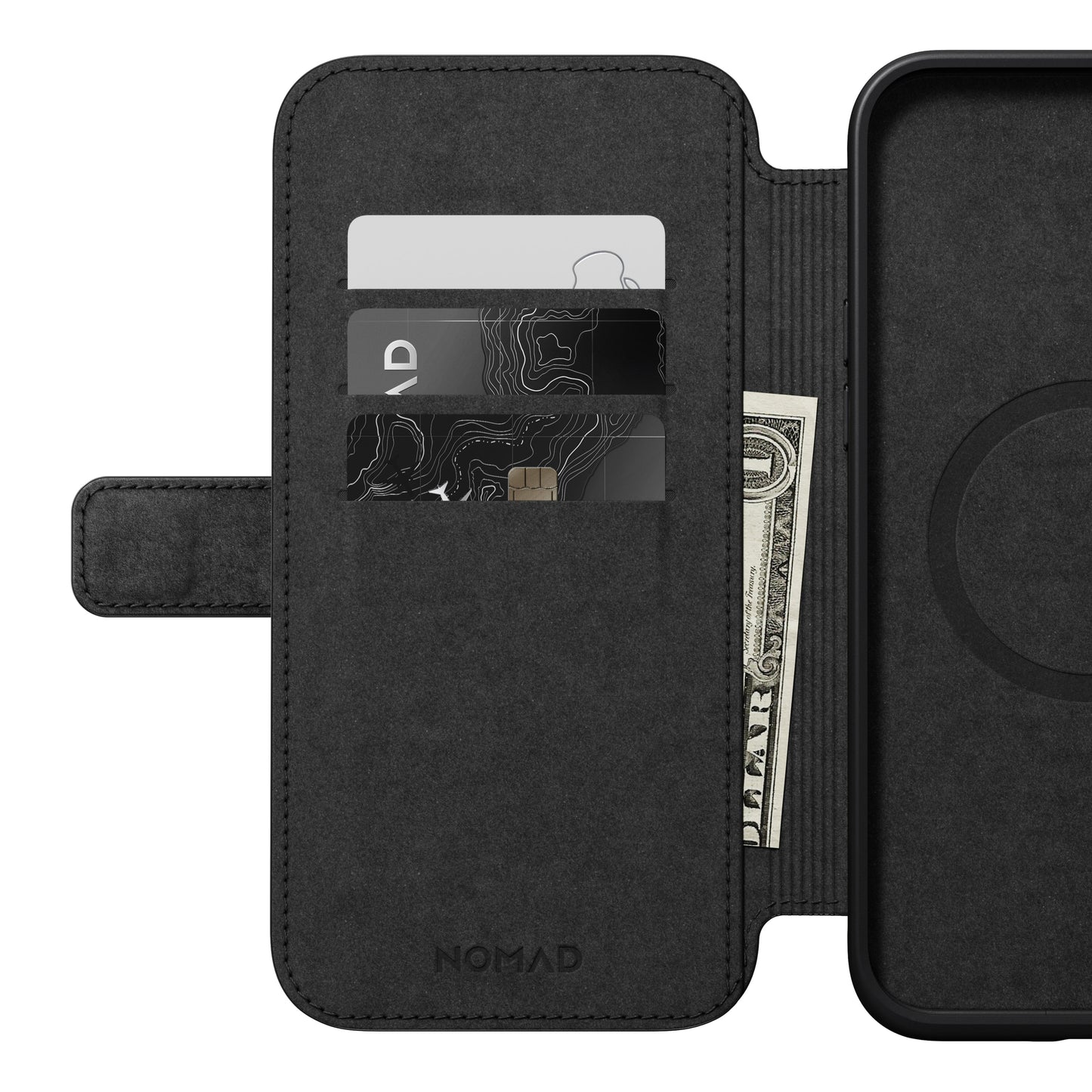 Nomad Modern Folio MagSafe Skinnetui til iPhone 15 Plus - Svart