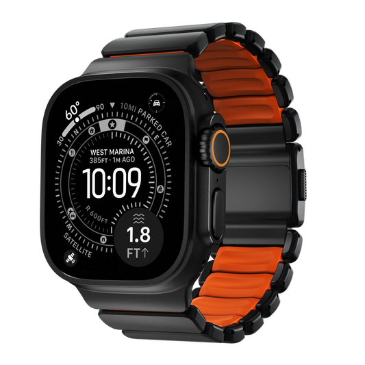 Nomad 49/46 mm Stratos Band Reim - Black Titanium/Ultra Orange