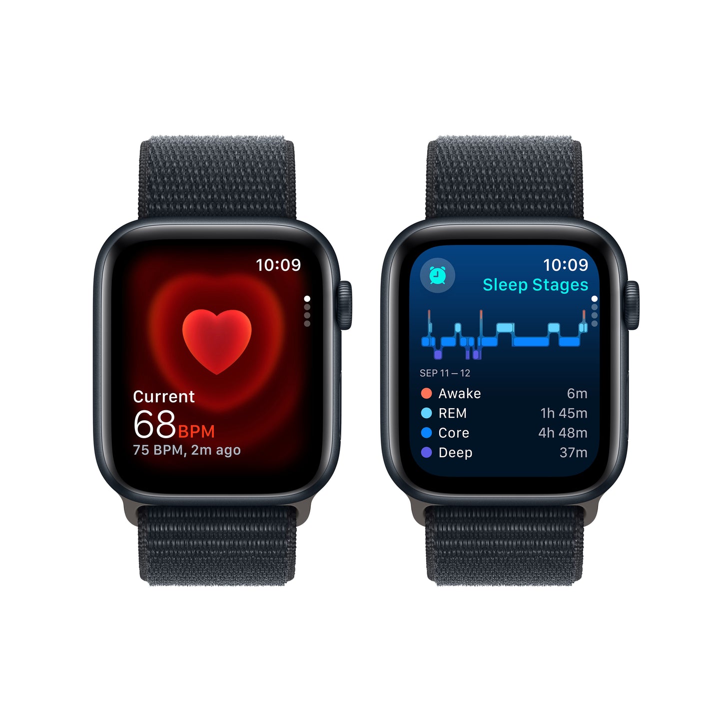 Apple Watch SE 44mm Midnight med Midnight Sport Loop