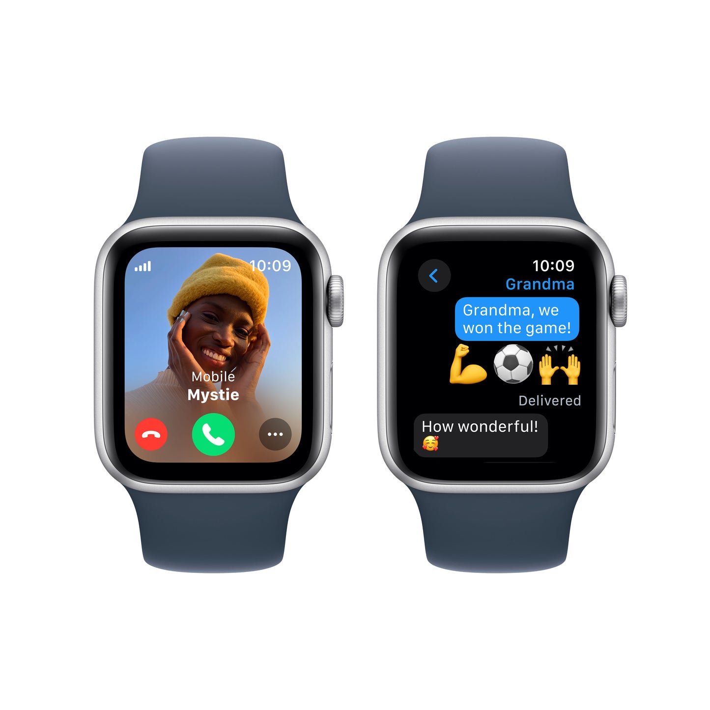 Apple Watch SE Cell 40mm Silver med Storm Blue Sport Band - M/L