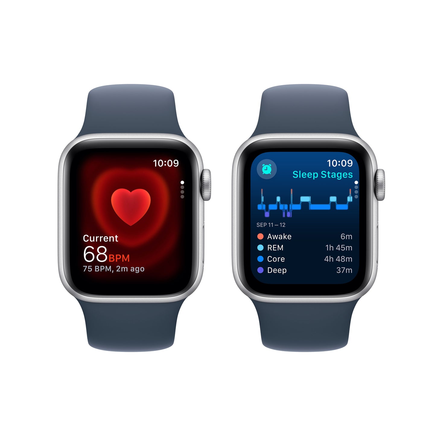 Apple Watch SE Cell 40mm Silver med Storm Blue Sport Band - M/L