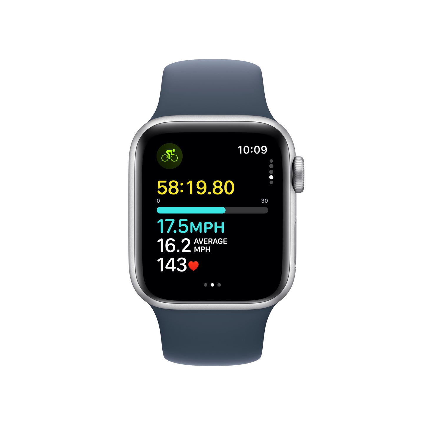 Apple Watch SE Cell 40mm Silver med Storm Blue Sport Band - M/L