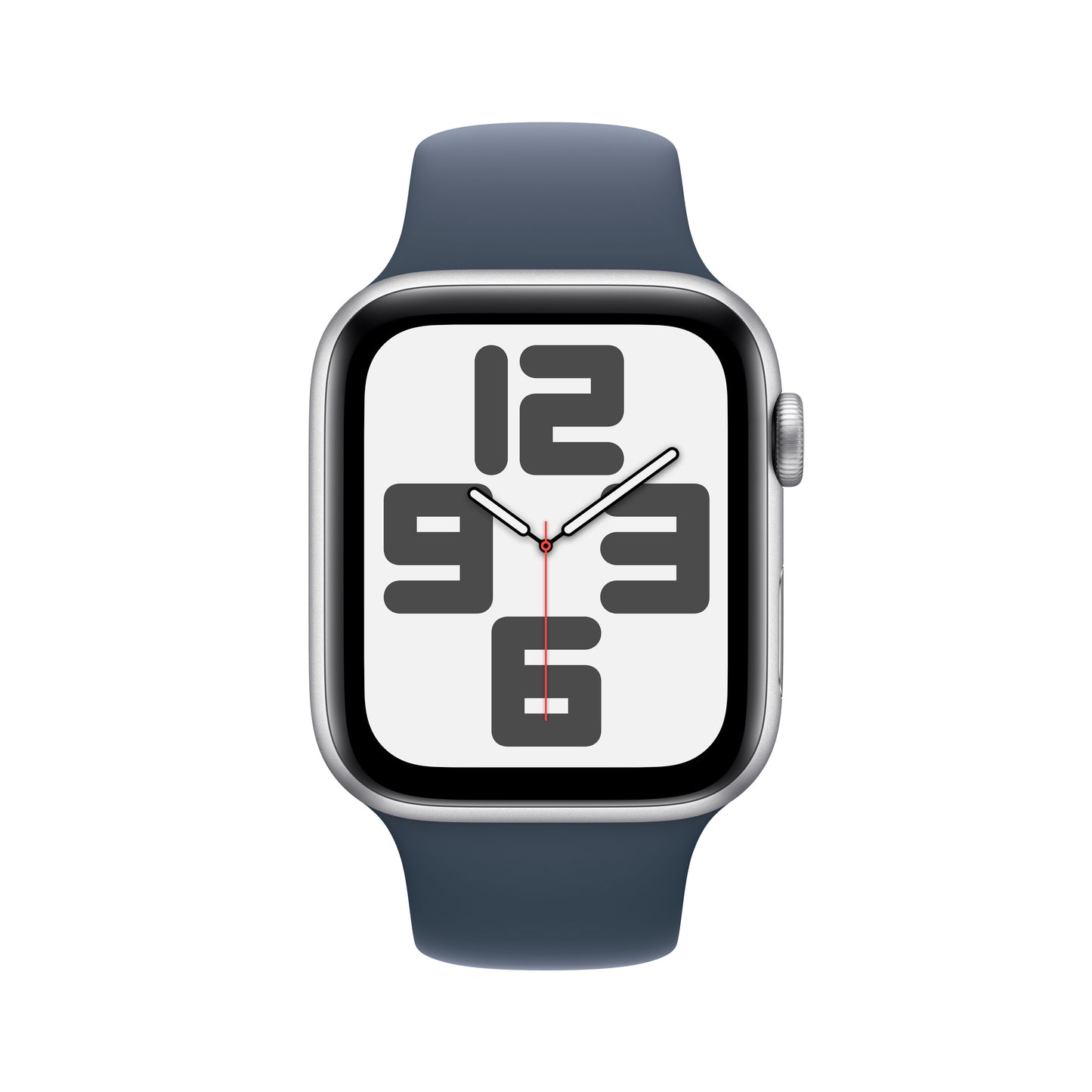 Apple Watch SE Cell 44mm Silver med Storm Blue Sport Band - M/L