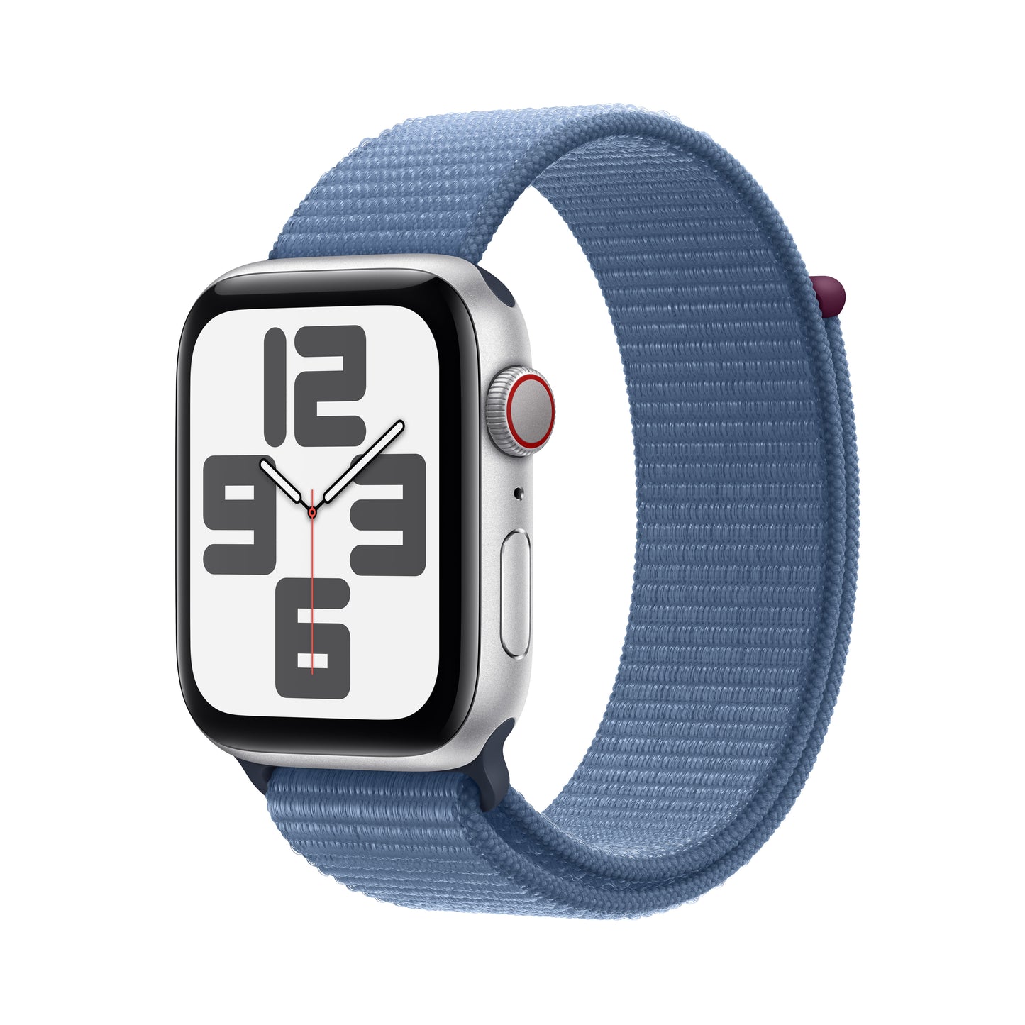 Apple Watch SE Cell 44mm Silver med Winter Blue Sport Loop