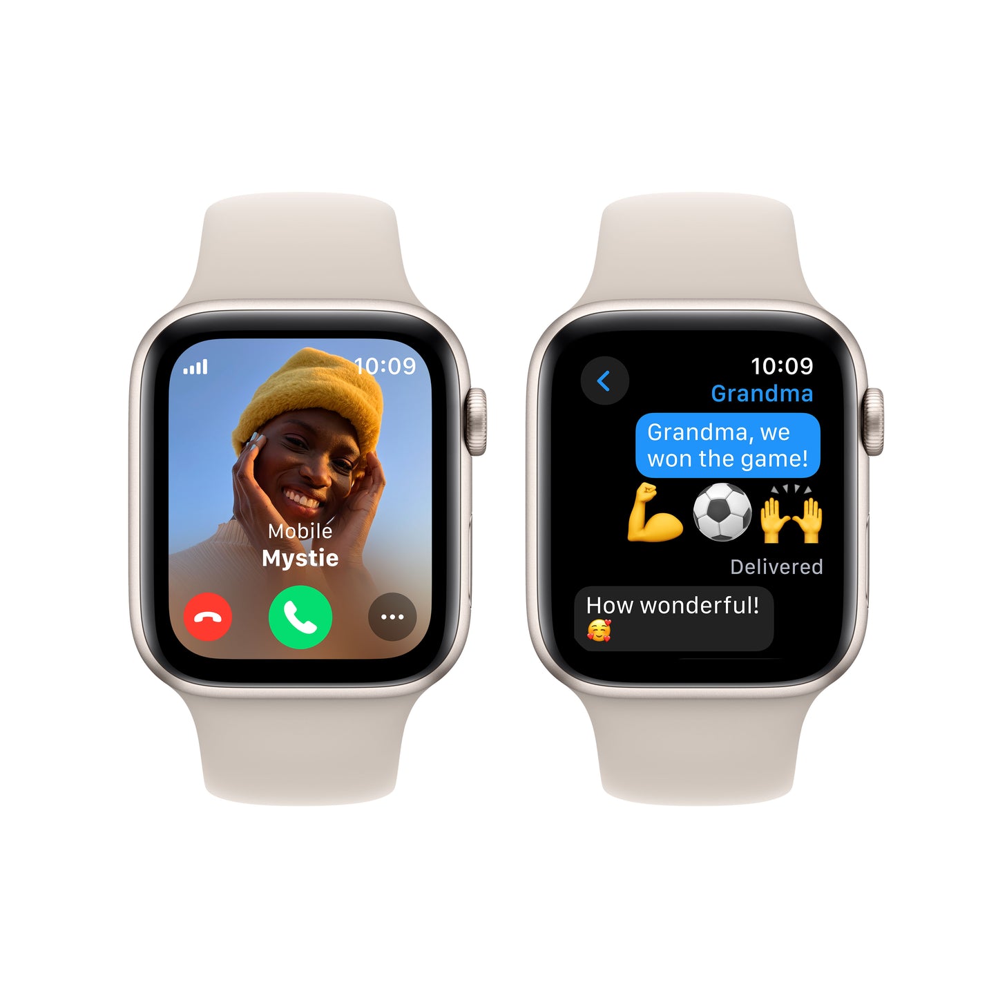 Apple Watch SE Cell 44mm Starlight med Starlight Sport Band - M/L