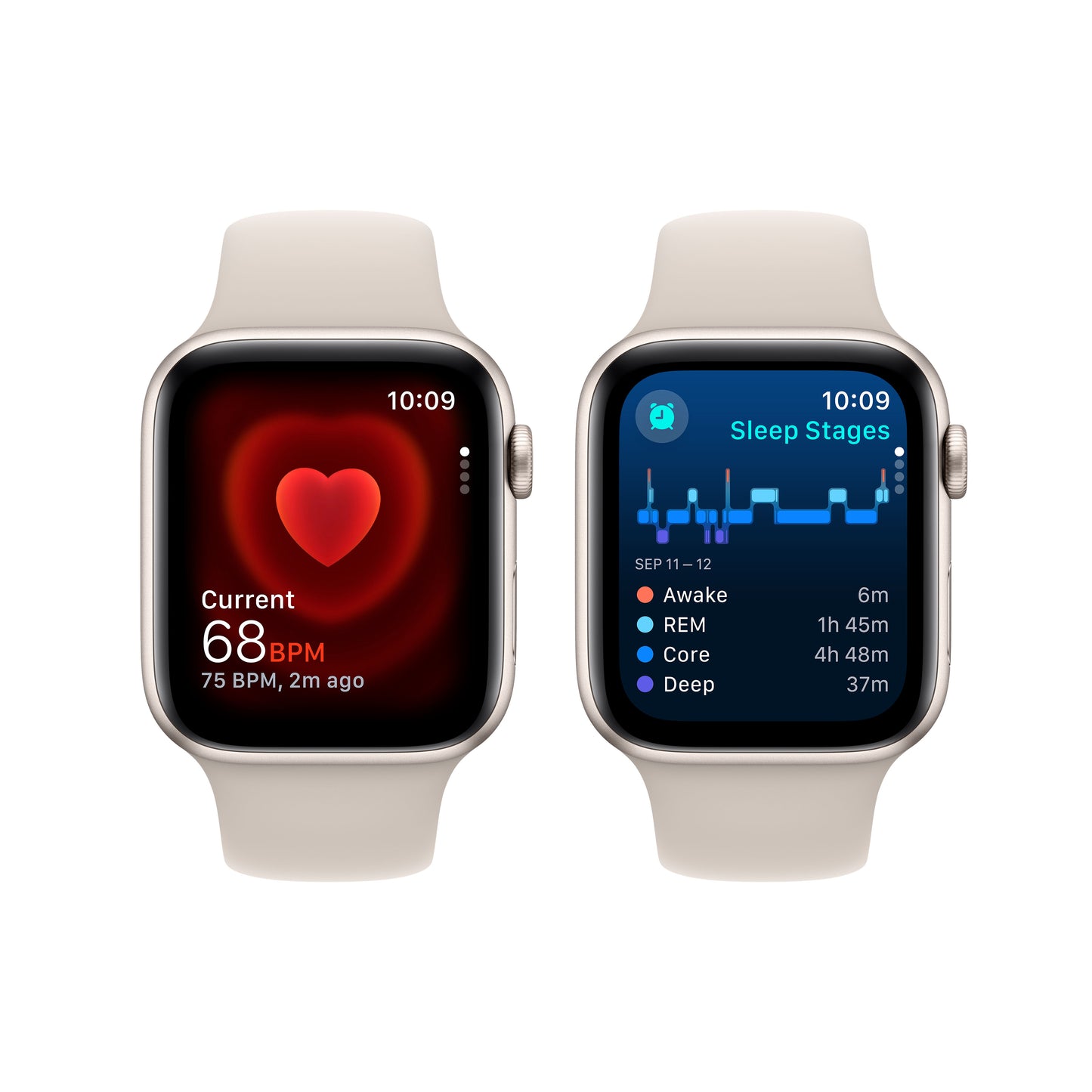 Apple Watch SE Cell 44mm Starlight med Starlight Sport Band - M/L