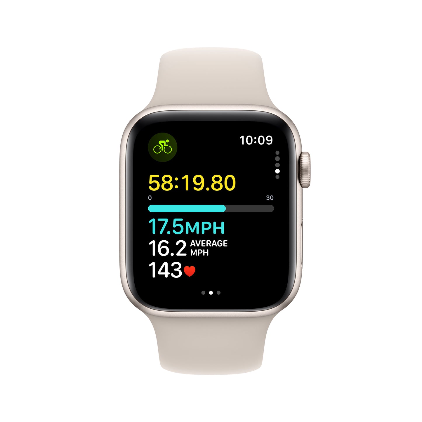Apple Watch SE Cell 44mm Starlight med Starlight Sport Band - M/L