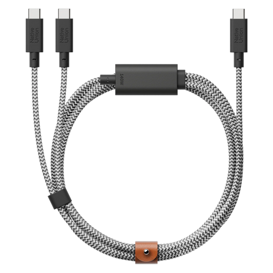 Native Union 2-i-1 USB-C til USB-C ladekabel 2m - Zebra