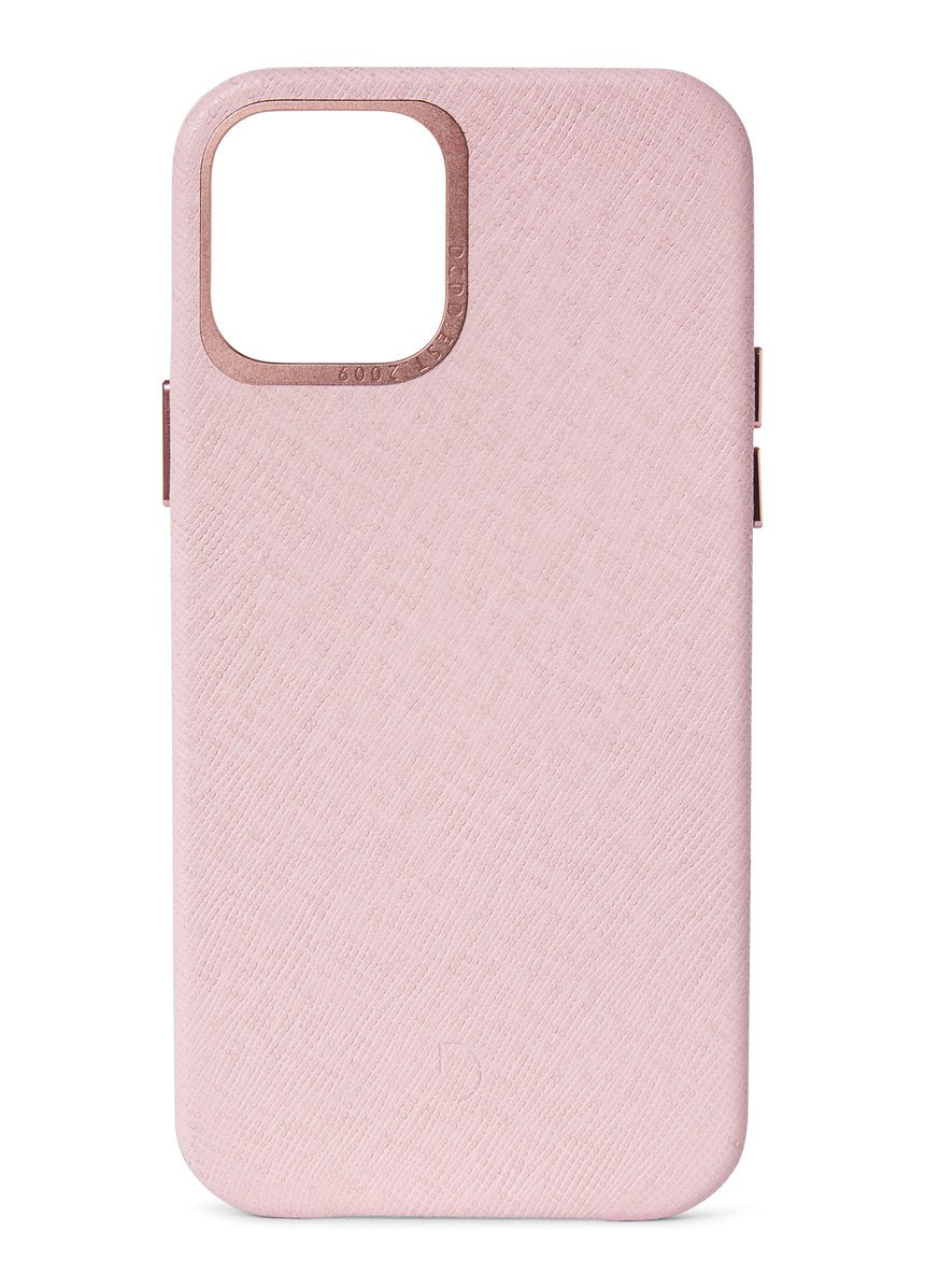 Decoded Backcover skinndeksel for iPhone 12 mini i rosa Saffiano skinn