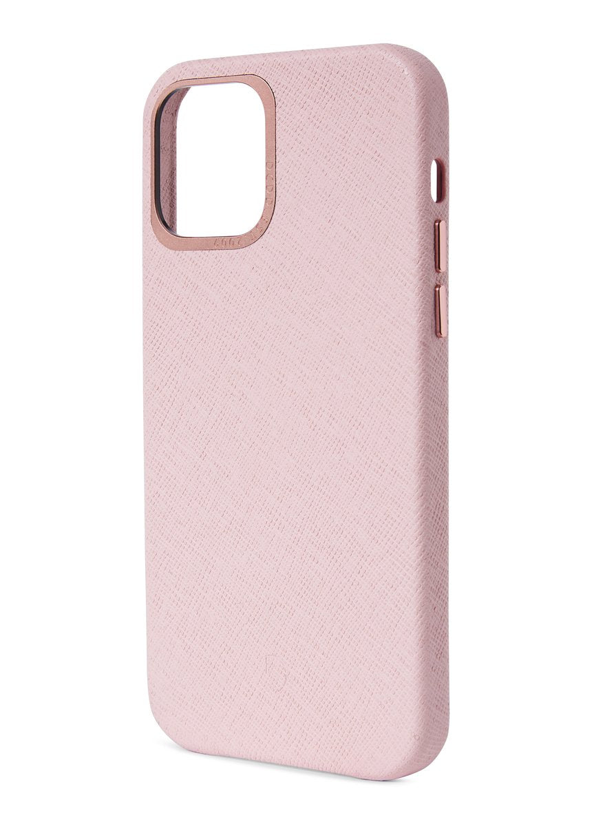 Decoded Backcover skinndeksel for iPhone 12 mini i rosa Saffiano skinn
