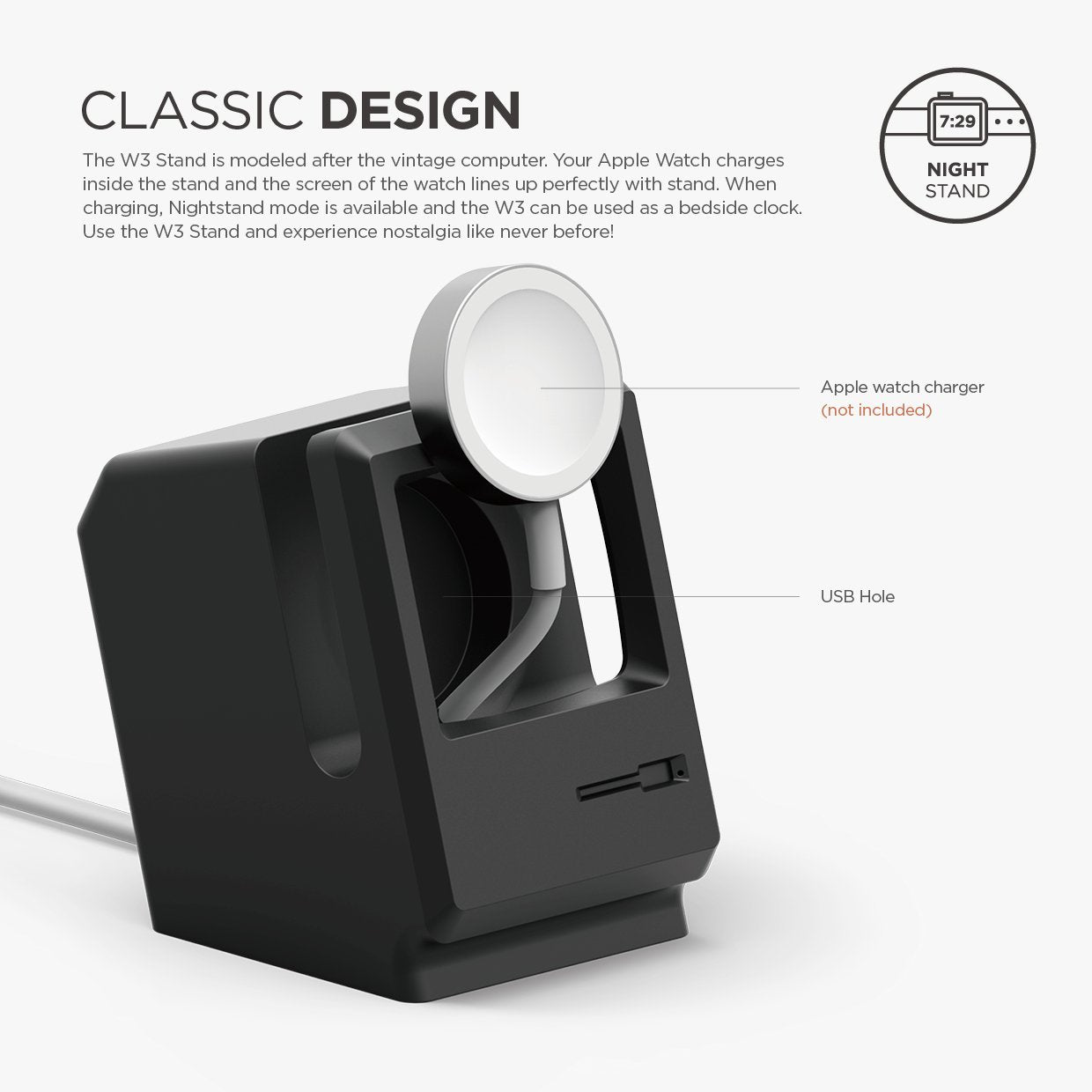 Elago W3 docking til Apple Watch - Svart