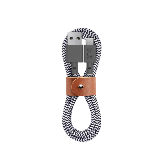 Native Union 1,2 m USB-A til USB-C Belt kabel - Zebrastripet