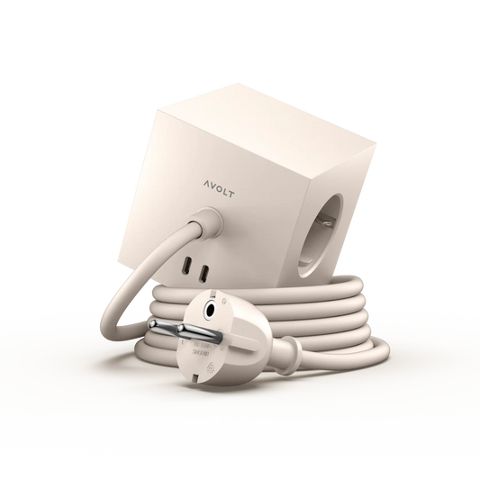 Avolt Square 1 30W Dual USB-C Stikkontaktforlenger - Beige