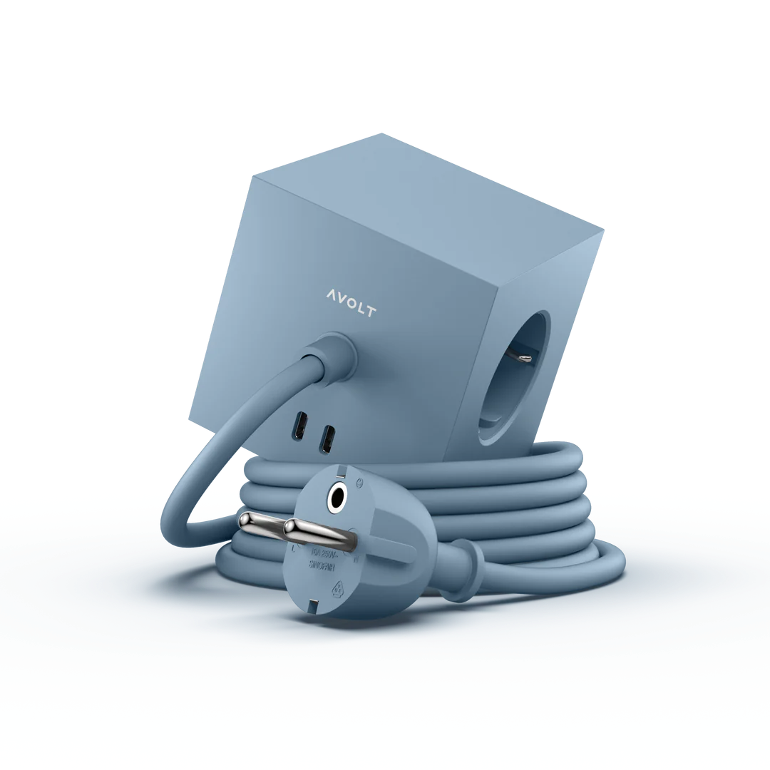 Avolt Square 1 30W Dual USB-C Stikkontaktforlenger - Haiblå