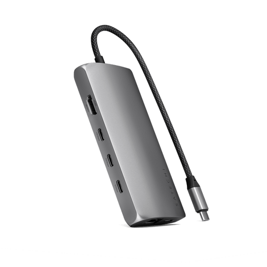 Satechi USB-C 8K Multiport Adapter med Ethernet V3 - Stellargrå