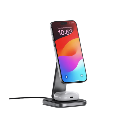 Satechi 2-i-1 Qi2 Sammenleggbart Trådløst Ladestativ