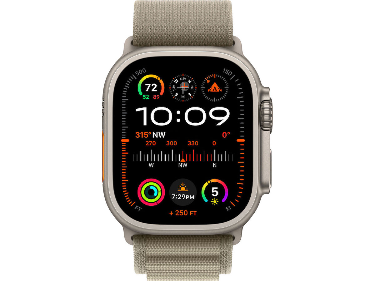 Apple Watch Ultra 2 GPS + Cellular 49mm Natural Titanium Case with Olive Alpine Loop - Medium