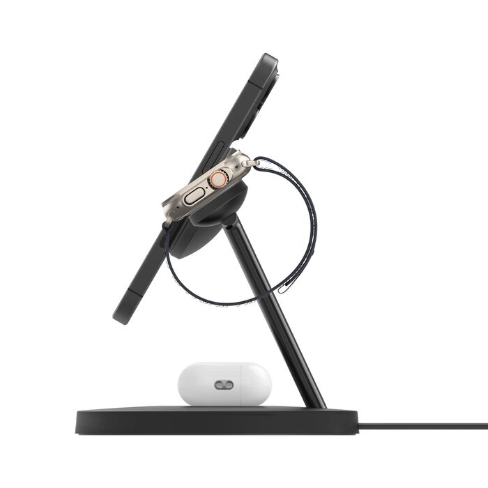 Belkin BoostCharge Pro 3-i-1 Qi2 Trådløst Ladestativ 15W - Svart