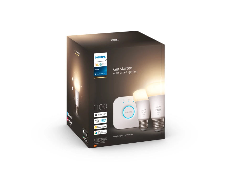 Philips Hue Starter Kit E27 9.5W 2 Set - Hvit