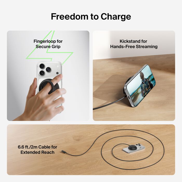 Belkin 25W UltraCharge Qi2 Pad Trådløs ladeplate - Svart