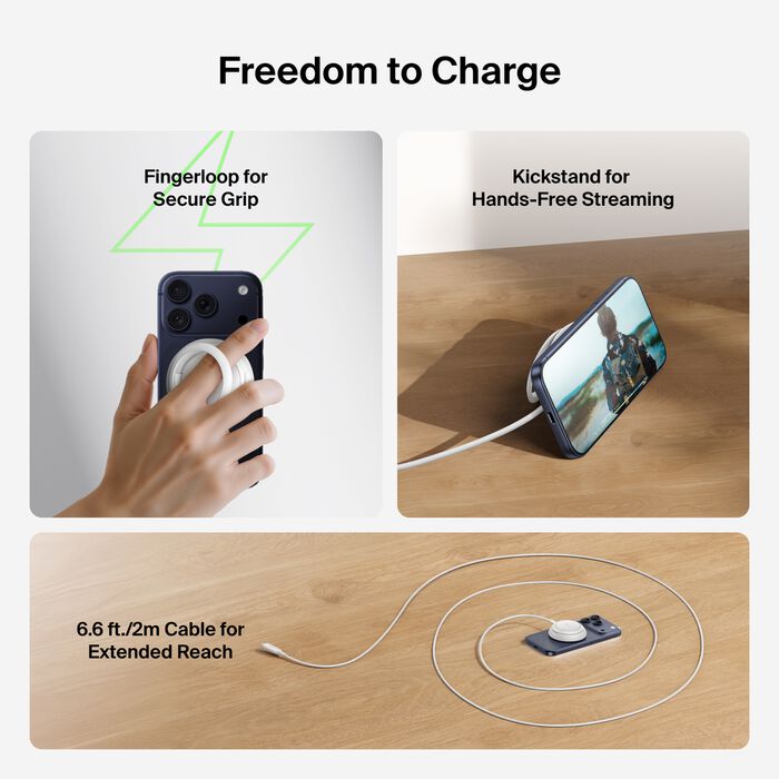 Belkin 25W UltraCharge Qi2 Pad Trådløs ladeplate - Hvit