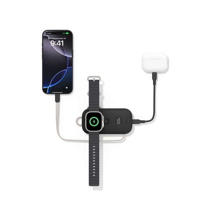 Belkin BoostCharge Pro 10 000 mAh Powerbank med Apple Watch-lader - Svart
