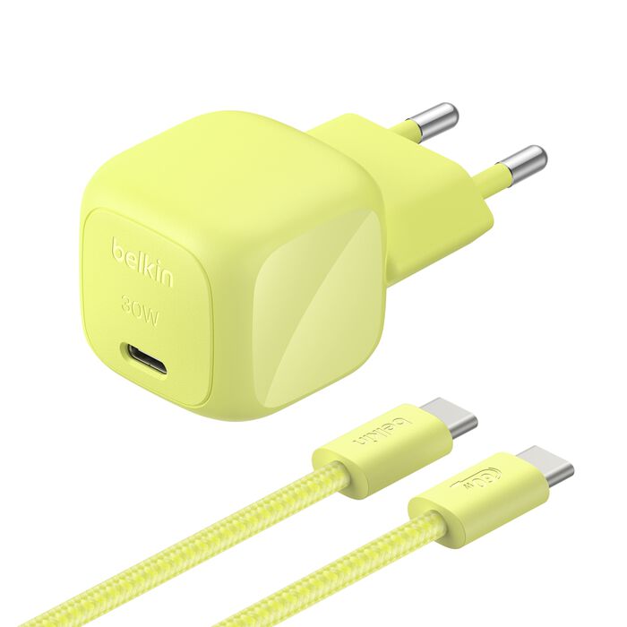 Belkin 30W USB-C PD Vegglader med ladekabel - Sitrus