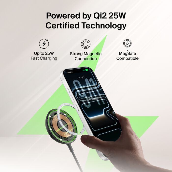 Belkin 25W UltraCharge Qi2 Pad Trådløs ladeplate - Svart