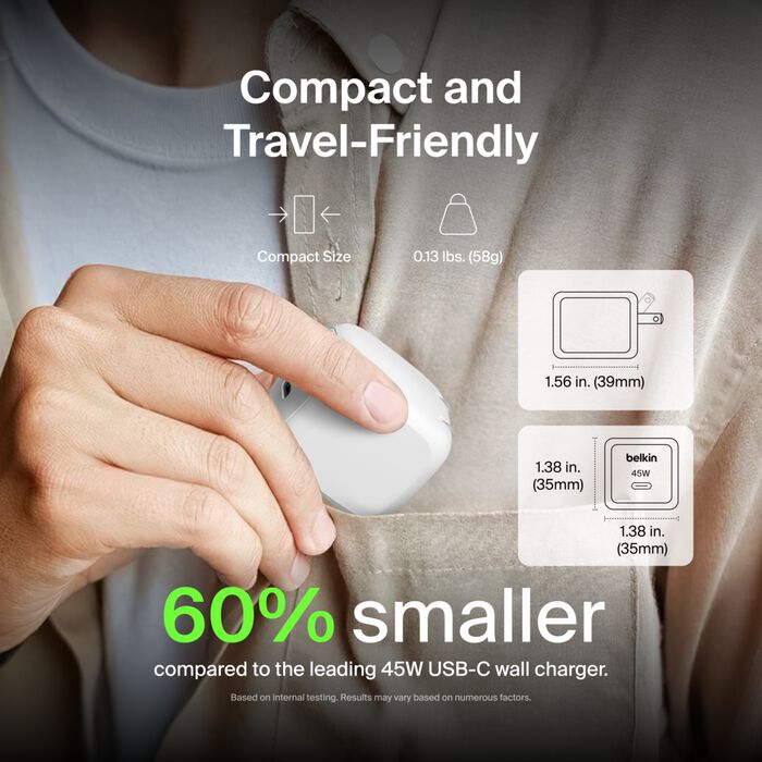 Belkin 45W USB-C PD Vegglader
