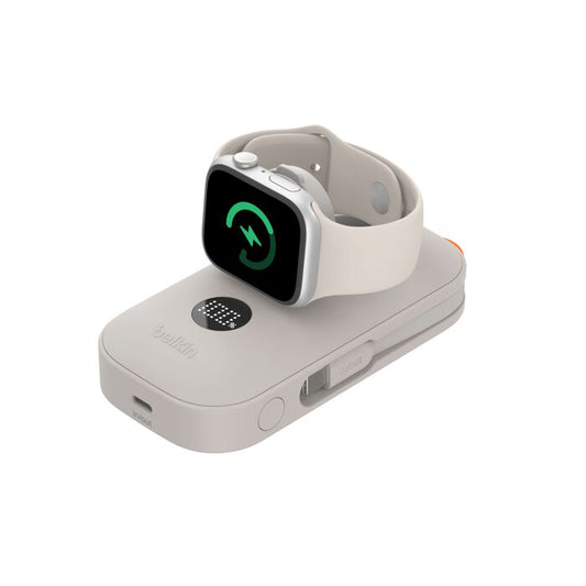 Belkin BoostCharge Pro 10 000 mAh Powerbank med Apple Watch-lader - Sand