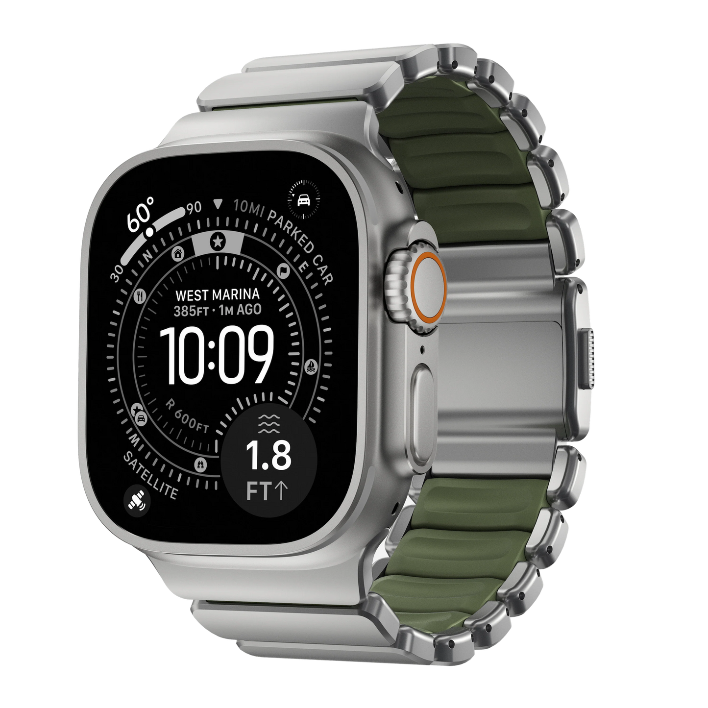 Nomad 49/46 mm Stratos Band Reim - Natural Titanium/Forest
