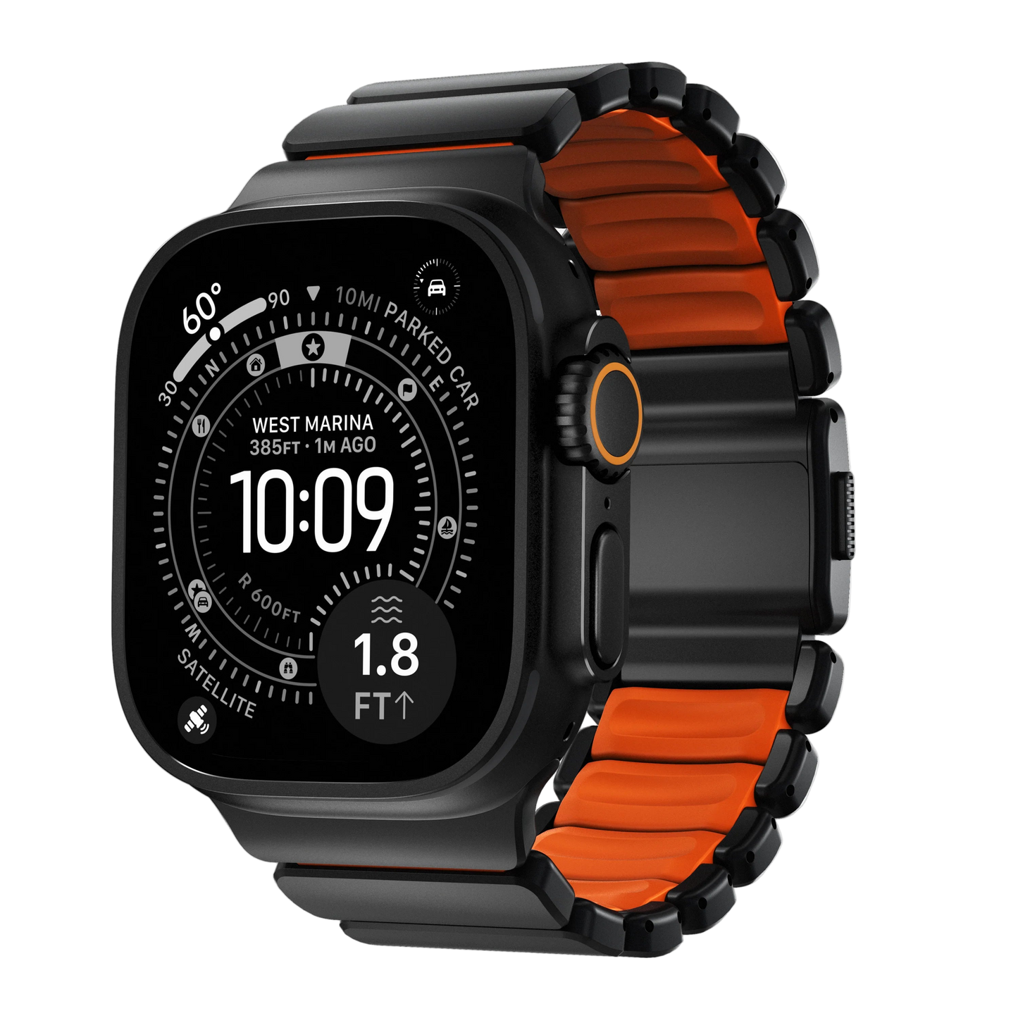 Nomad 49/46 mm Stratos Band Reim - Black Titanium/Ultra Orange