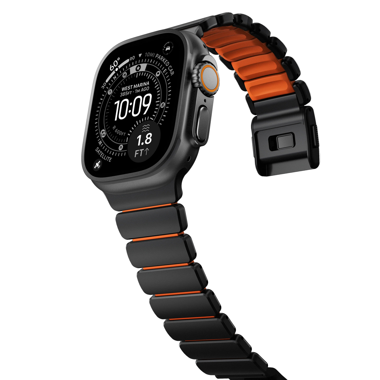 Nomad 49/46 mm Stratos Band Reim - Black Titanium/Ultra Orange