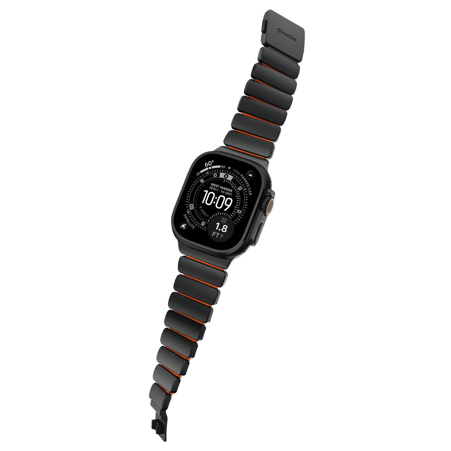 Nomad 49/46 mm Stratos Band Reim - Black Titanium/Ultra Orange