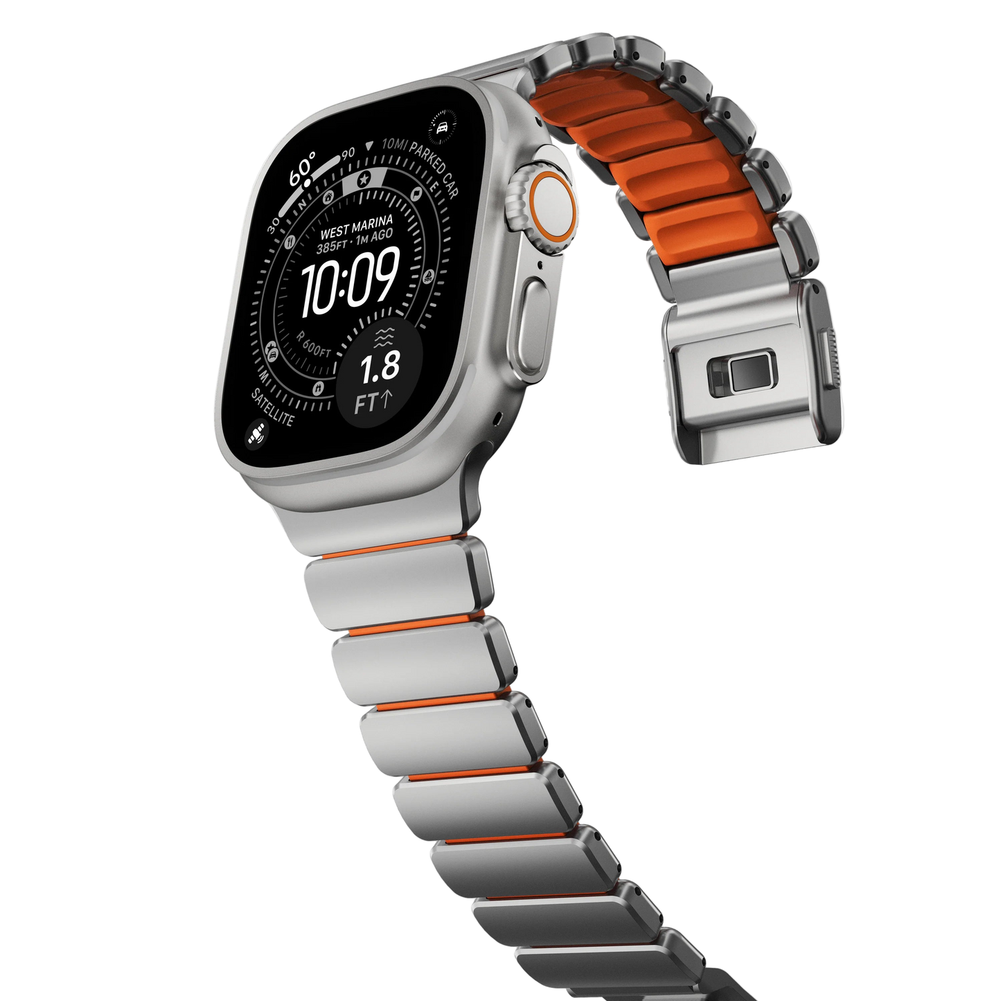 Nomad 49/46 mm Stratos Band Reim - Natural Titanium/Ultra Orange