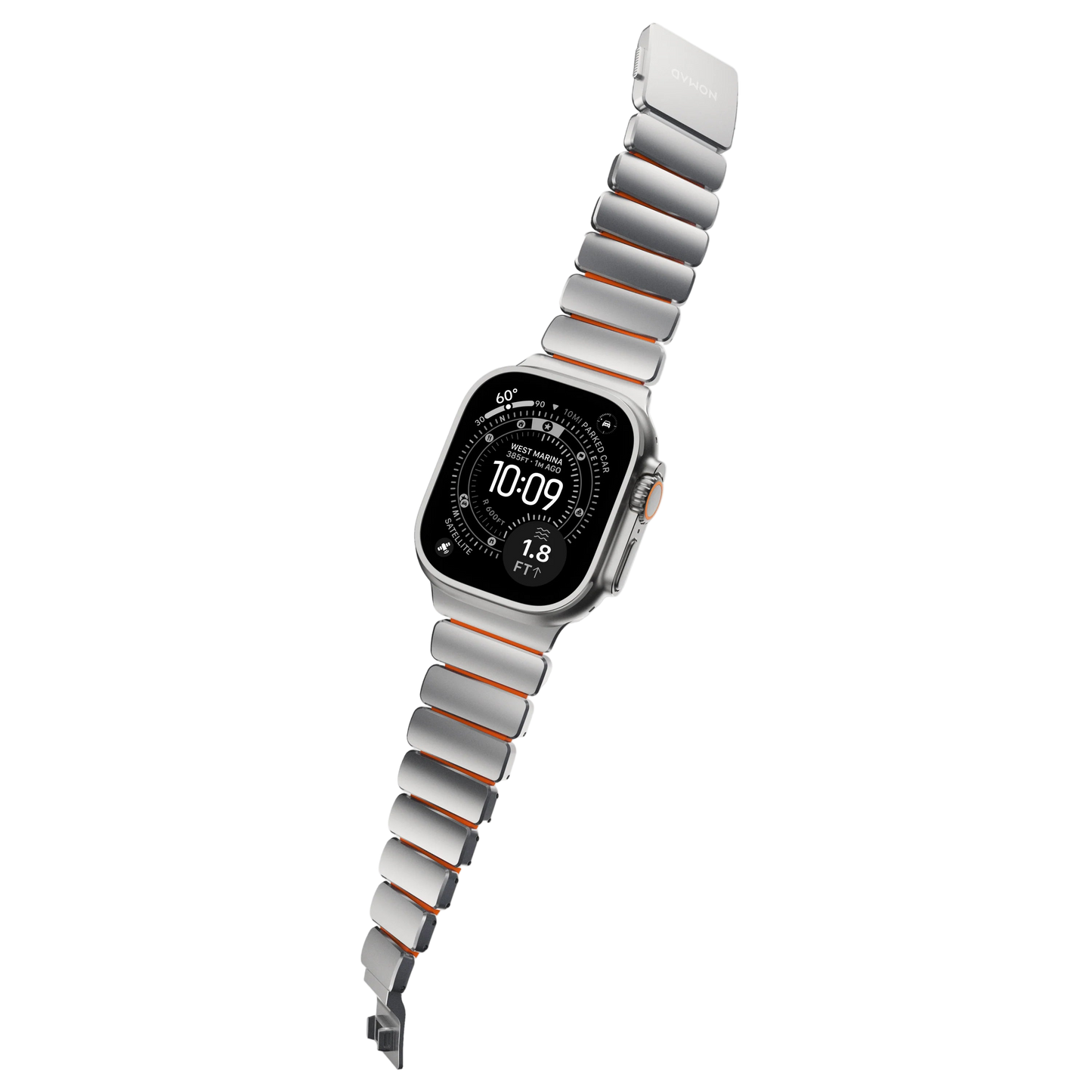 Nomad 49/46 mm Stratos Band Reim - Natural Titanium/Ultra Orange