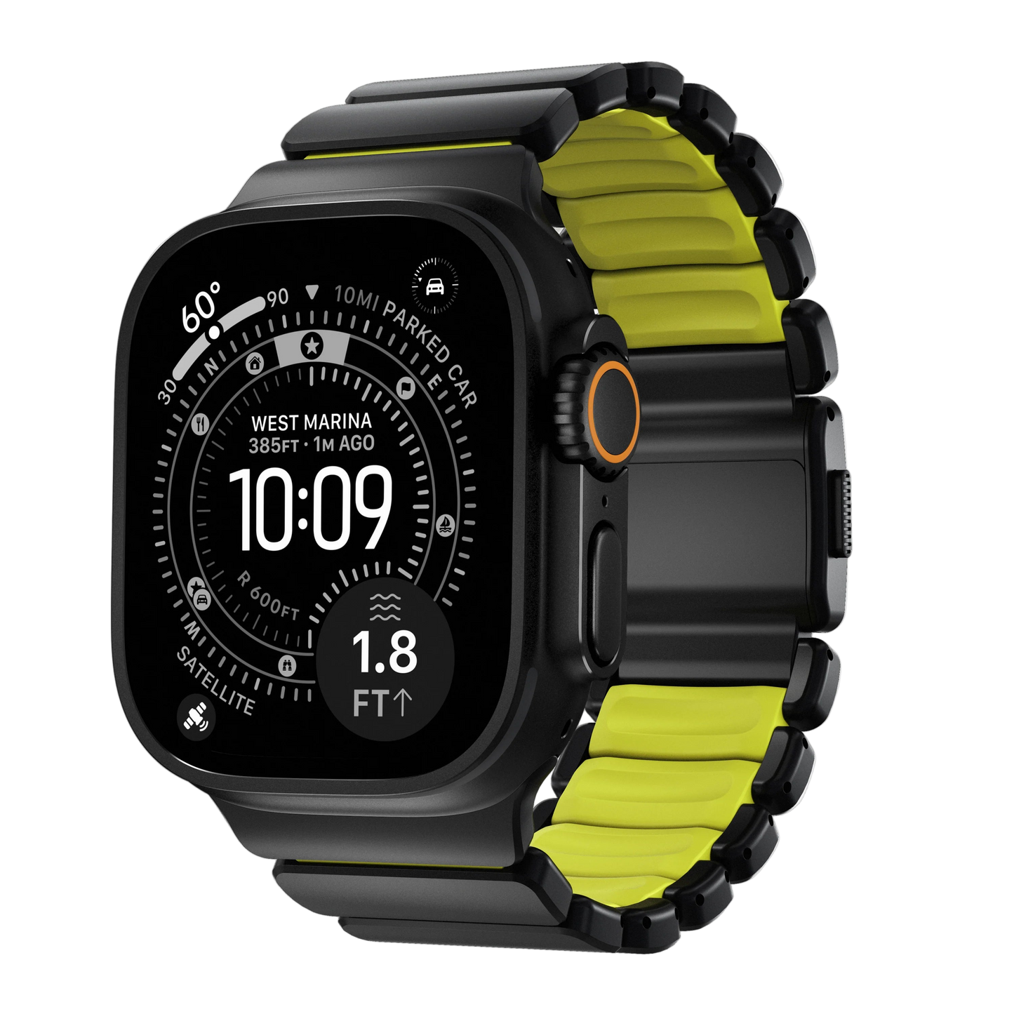 Nomad 49/46 mm Stratos Band Reim - Black Titanium/Volt