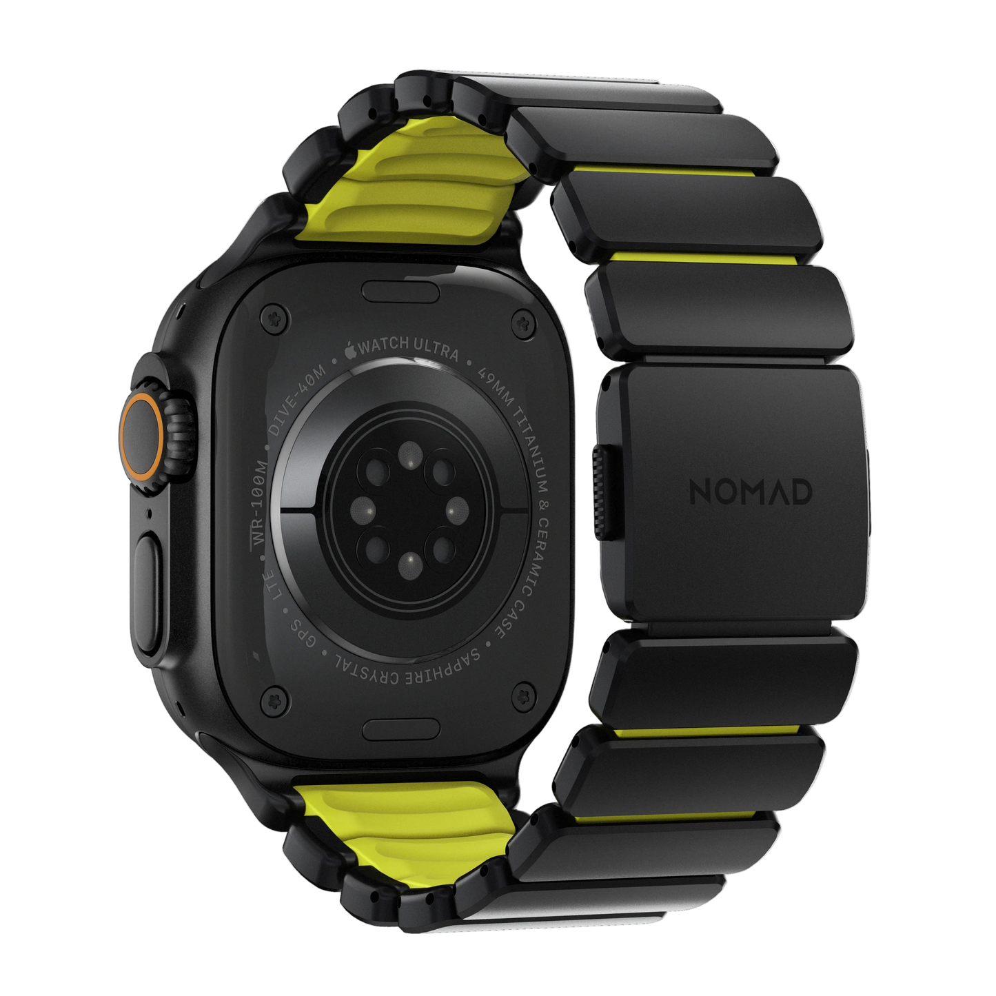 Nomad 49/46 mm Stratos Band Reim - Black Titanium/Volt