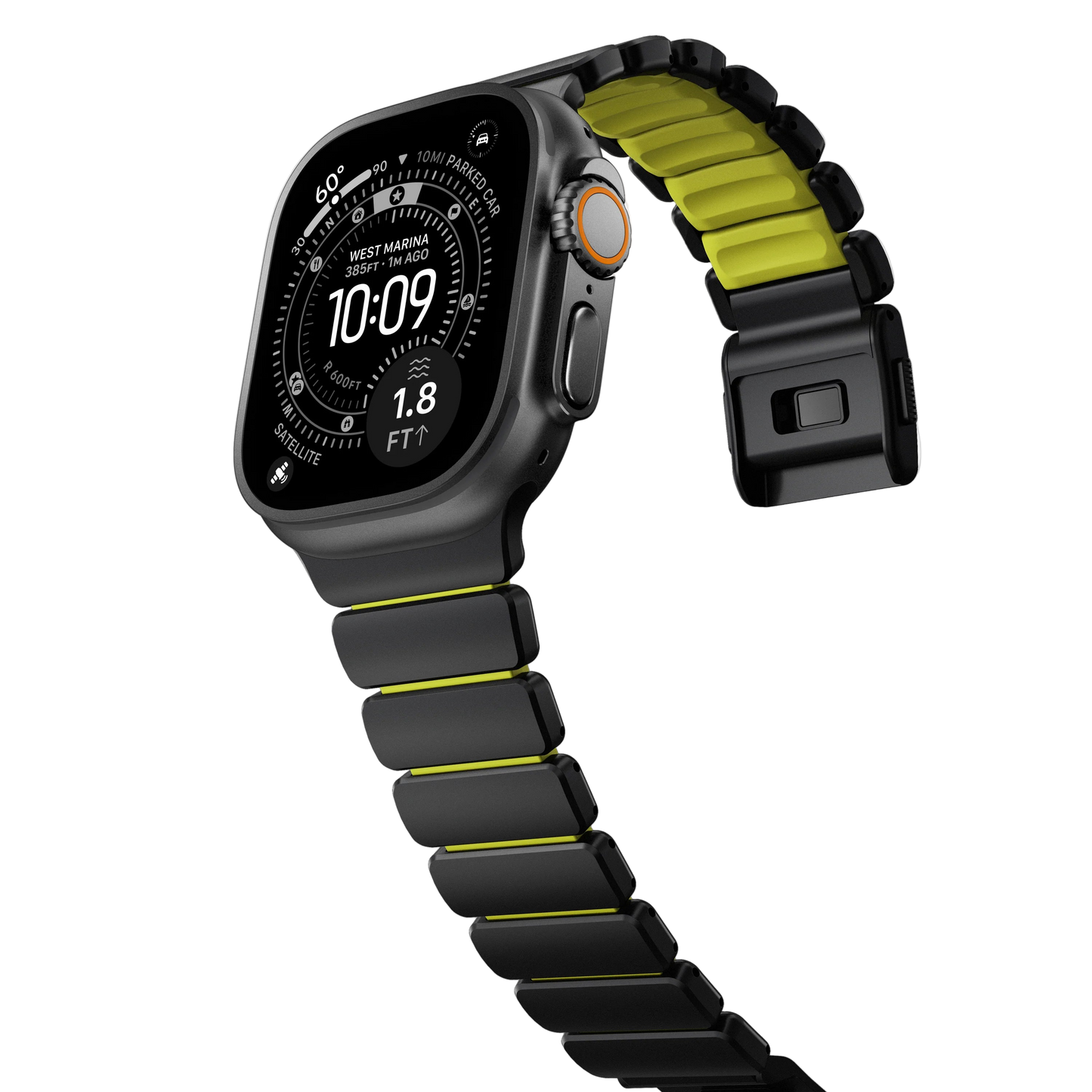 Nomad 49/46 mm Stratos Band Reim - Black Titanium/Volt