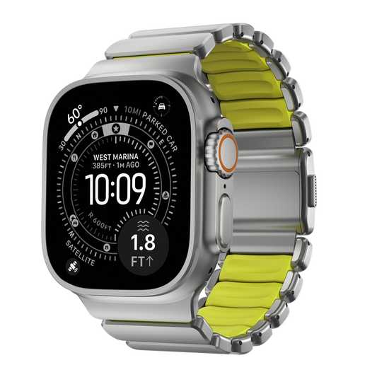 Nomad 49/46 mm Stratos Band Reim - Natural Titanium/Volt