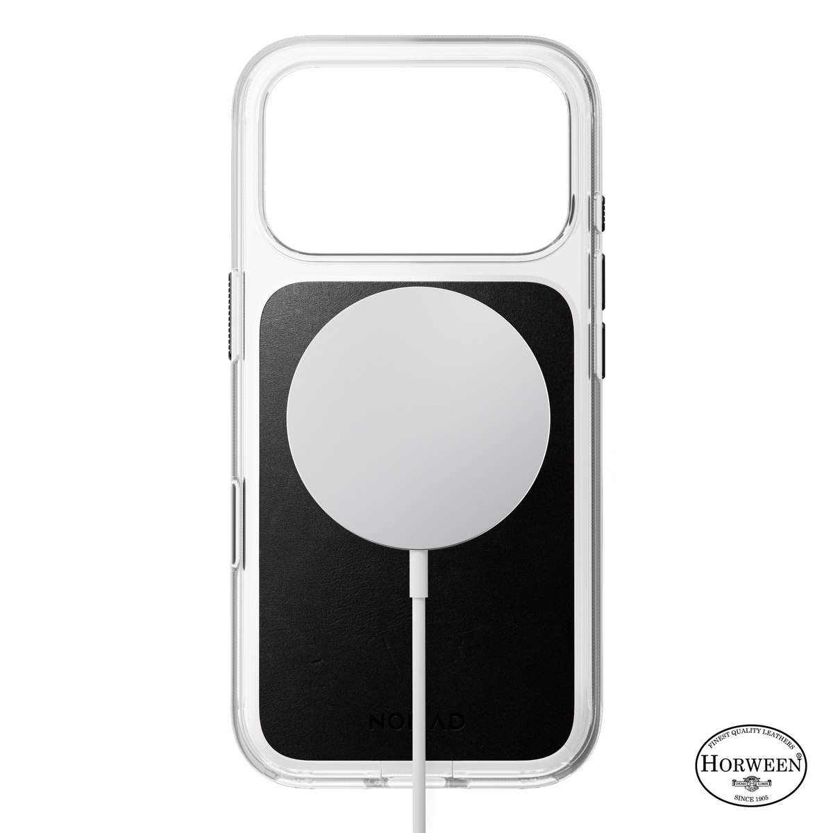 Nomad Gjennomsiktig MagSafe deksel med skinn til iPhone 18 Pro - Svart
