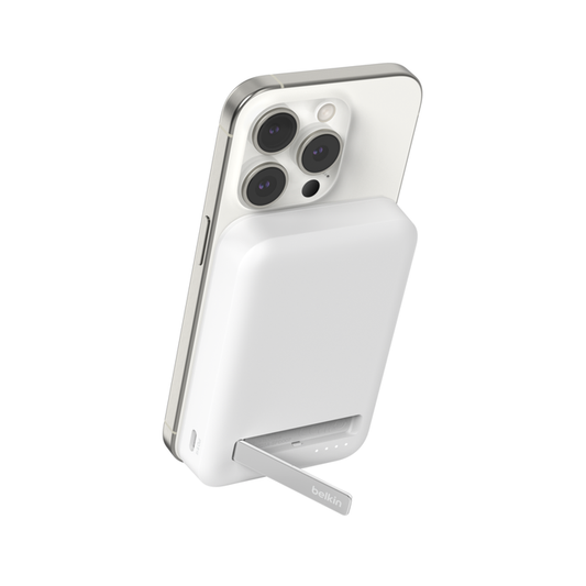 Belkin Qi2 8000 mAh 15W Powerbank med stativ - Hvit