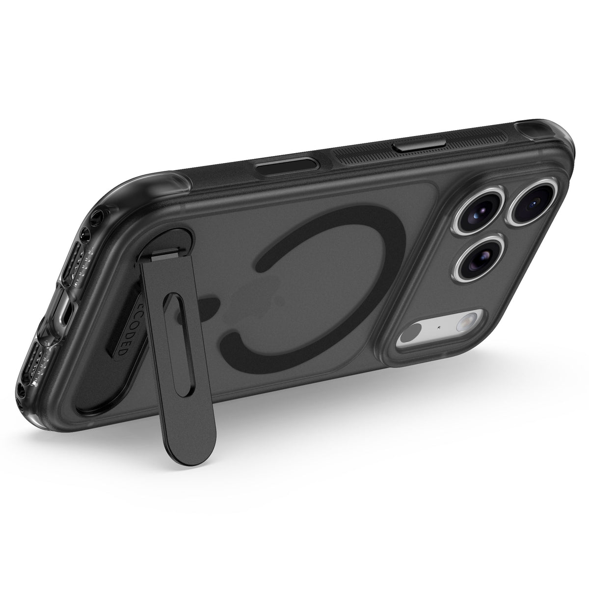 Decoded Hybrid MagSafe Deksel med Stativ til iPhone 18 Pro - Frostet svart